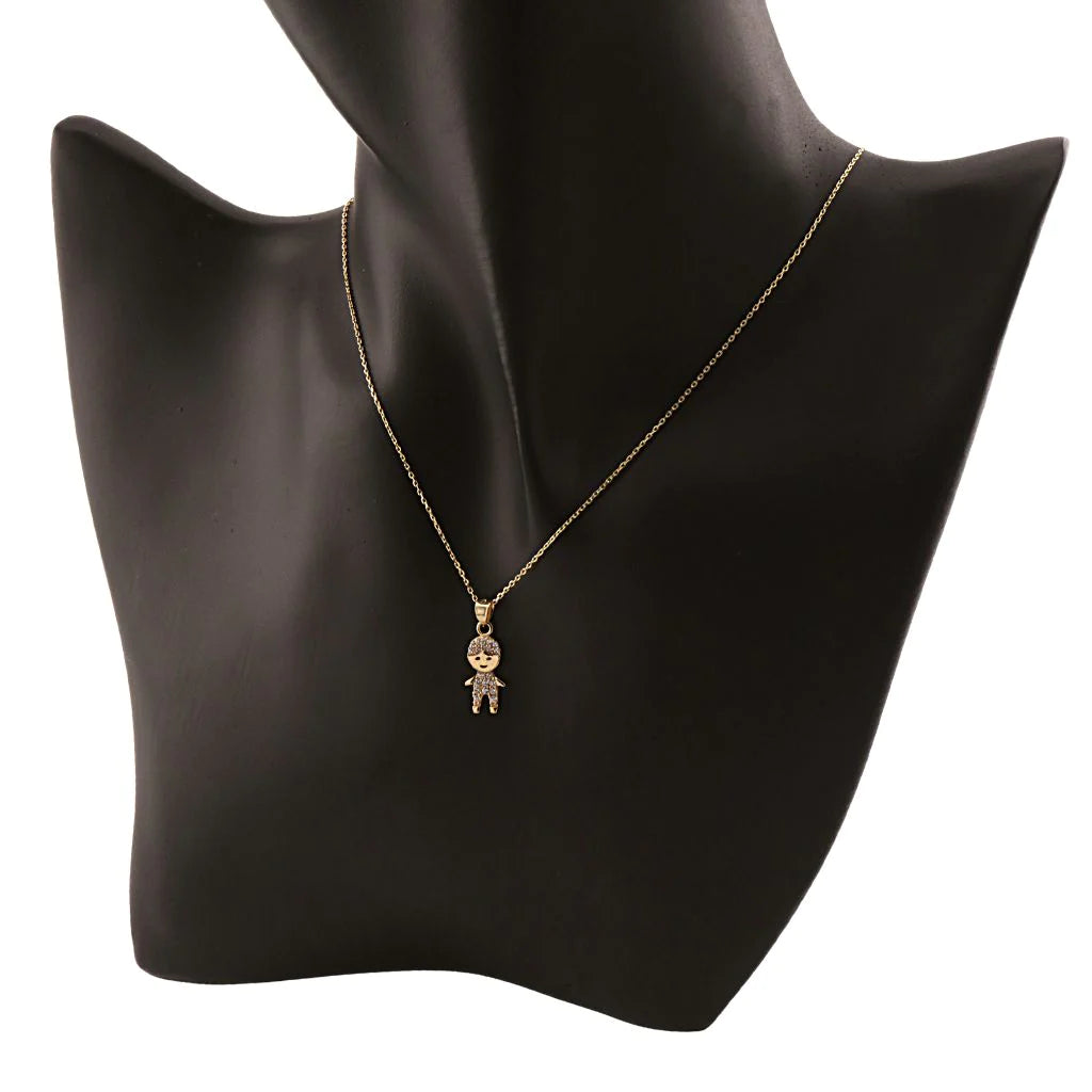 Pandantiv Aur 14k Baietel cu Pietre Zirconia