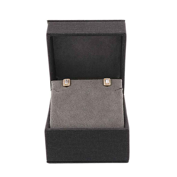 Cercei Aur Galben 14k cu Pietre Zirconia Baguette