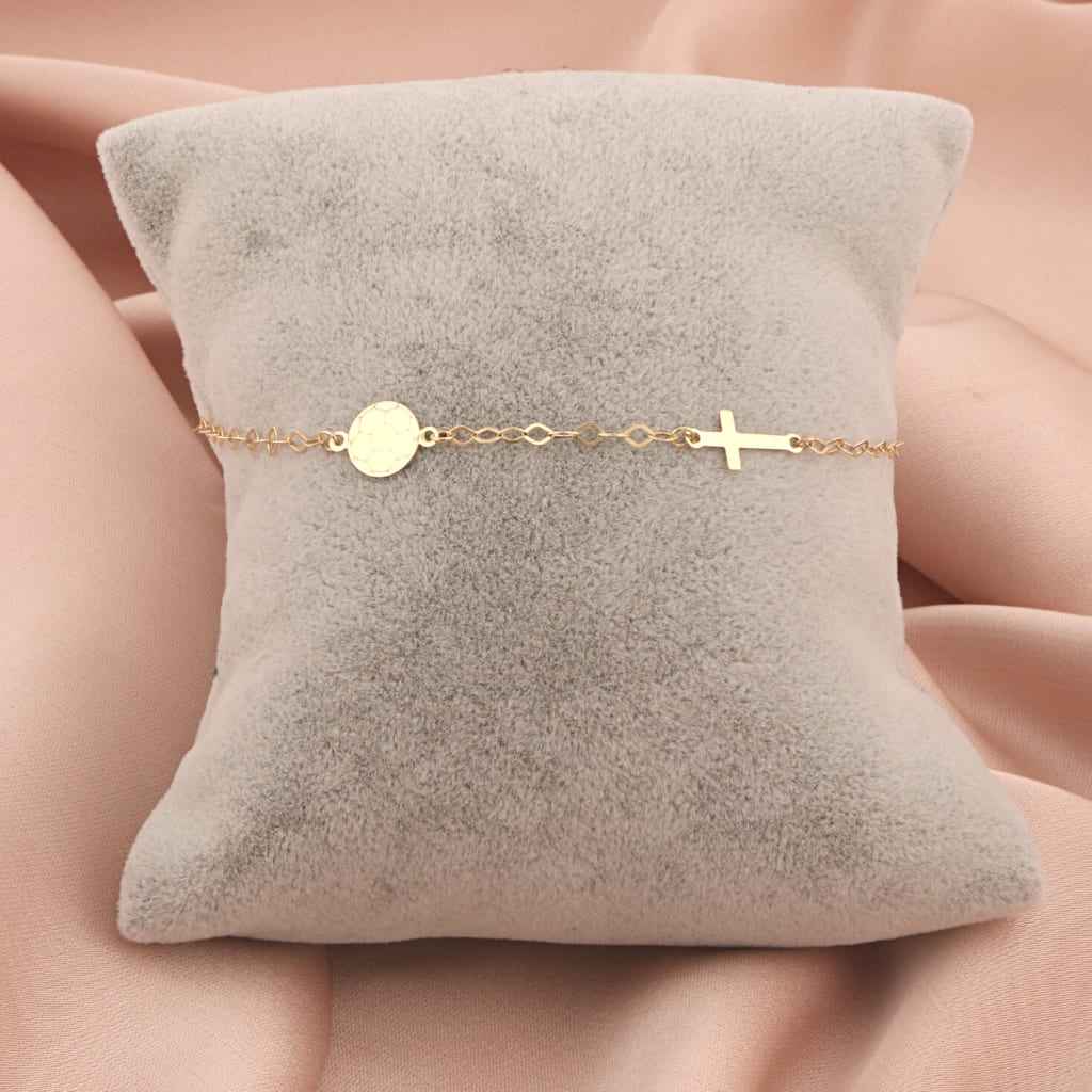 Bratara Copii Aur 14k Minge Fotbal si Cruce