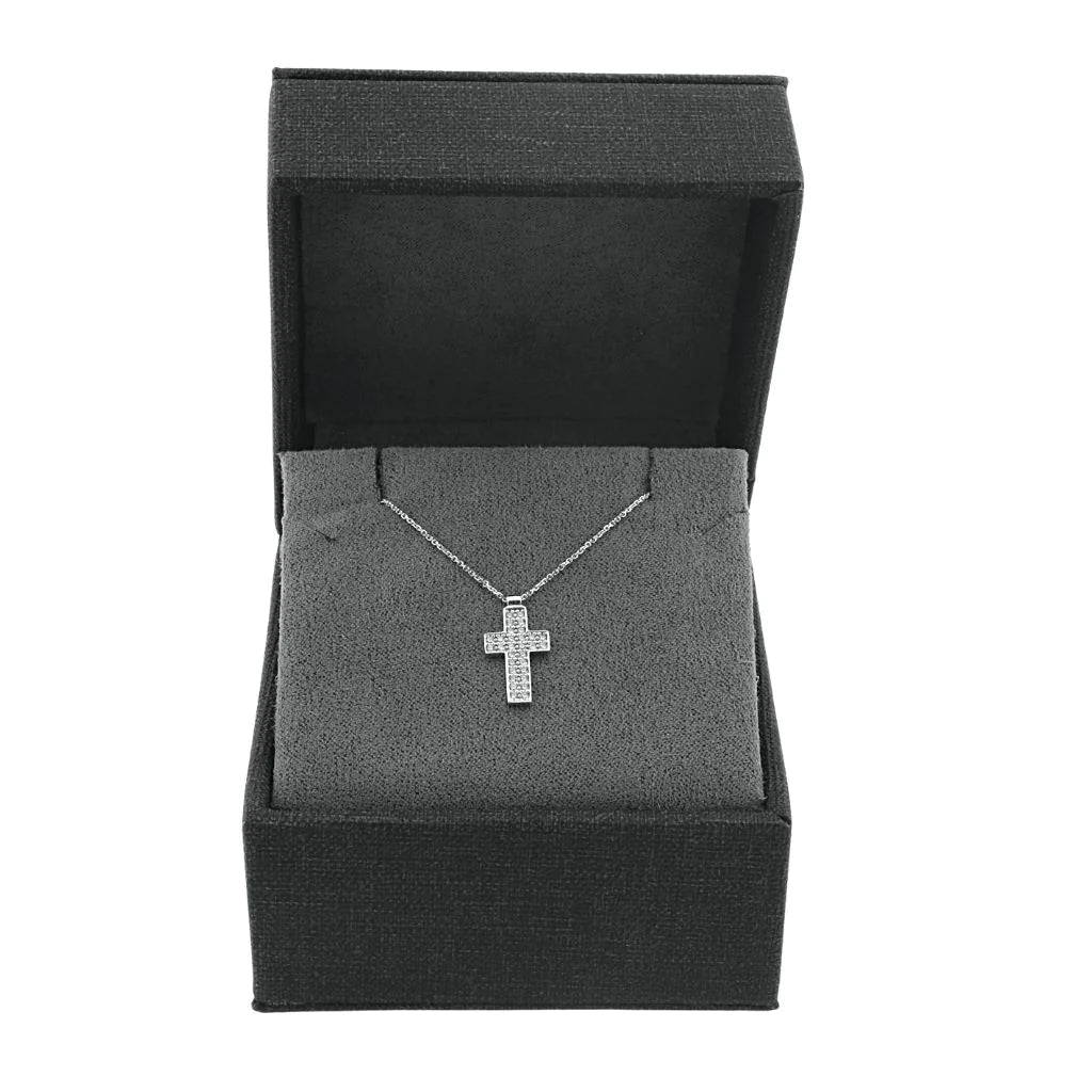 Lant Aur Alb 14k Cruce cu Pietre Zirconia Faith