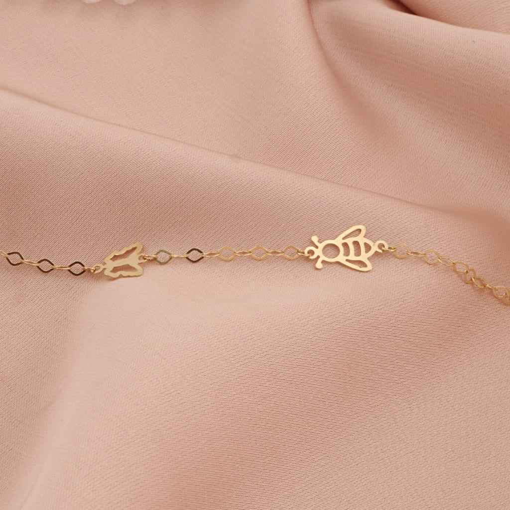 Bratara Copii Aur 14k Albina si Fluture