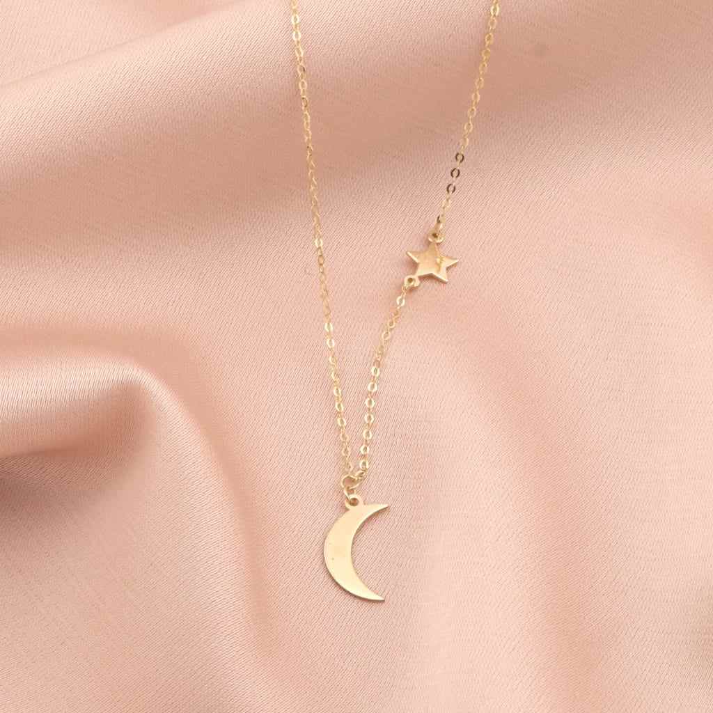 Lant Aur 14k Semiluna si Stea Starry Night