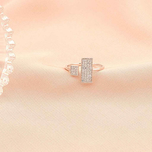 Inel Aur Alb 14k Modern Square Reglabil