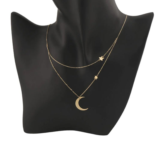 Lant Dublu Aur 14k Semiluna si Stele