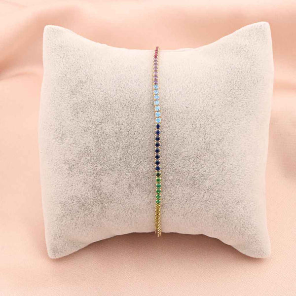 Bratara Tennis Aur 14k cu Pietre Multicolore