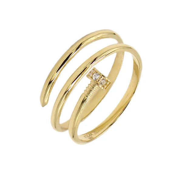 Inel Aur 14k Cui Dublu cu Pietre Zirconia