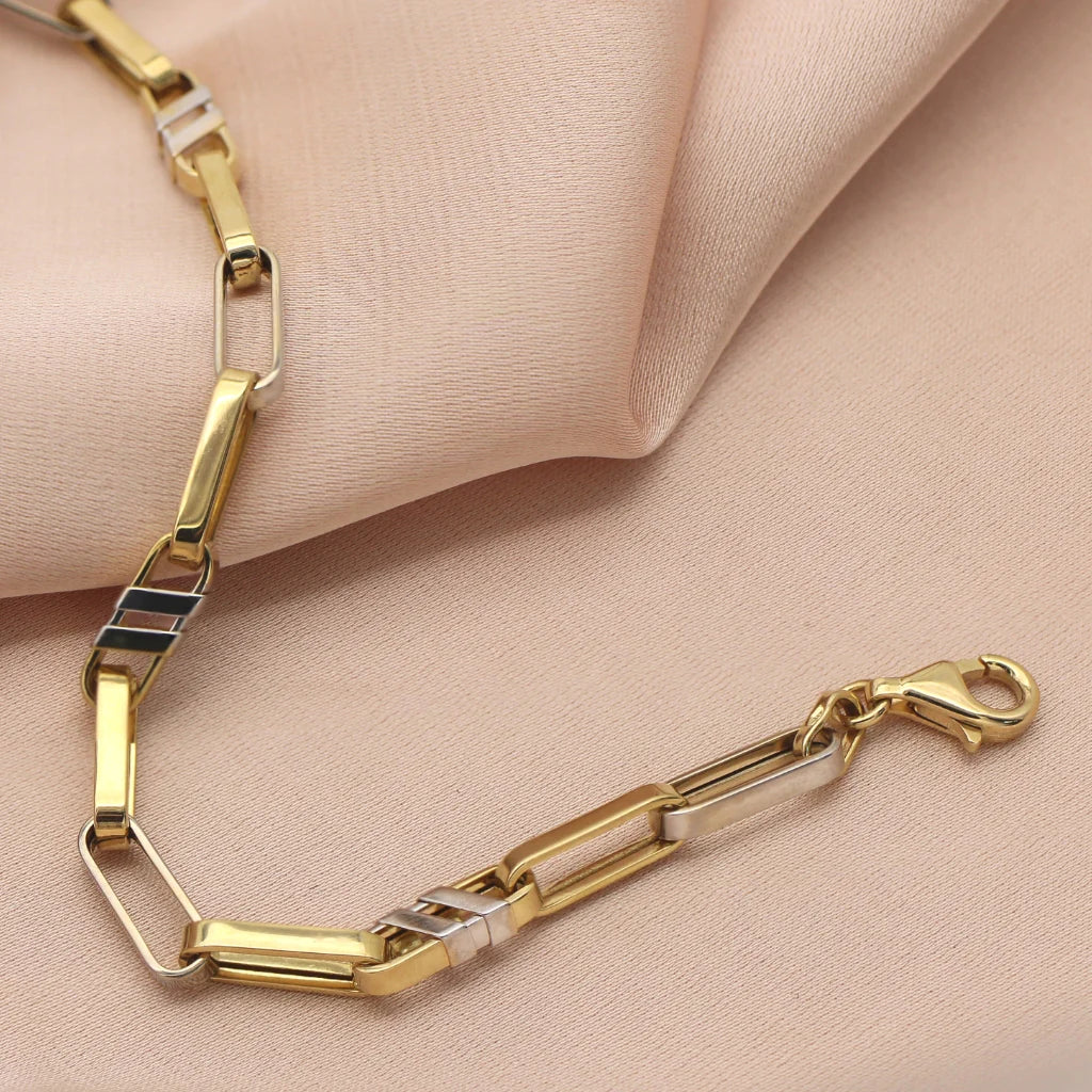 Bratara Aur Galben si Alb 14k cu Zale