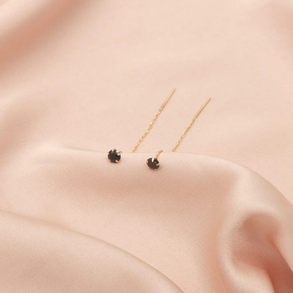 Cercei Fir Aur 14k cu Piatra Neagra