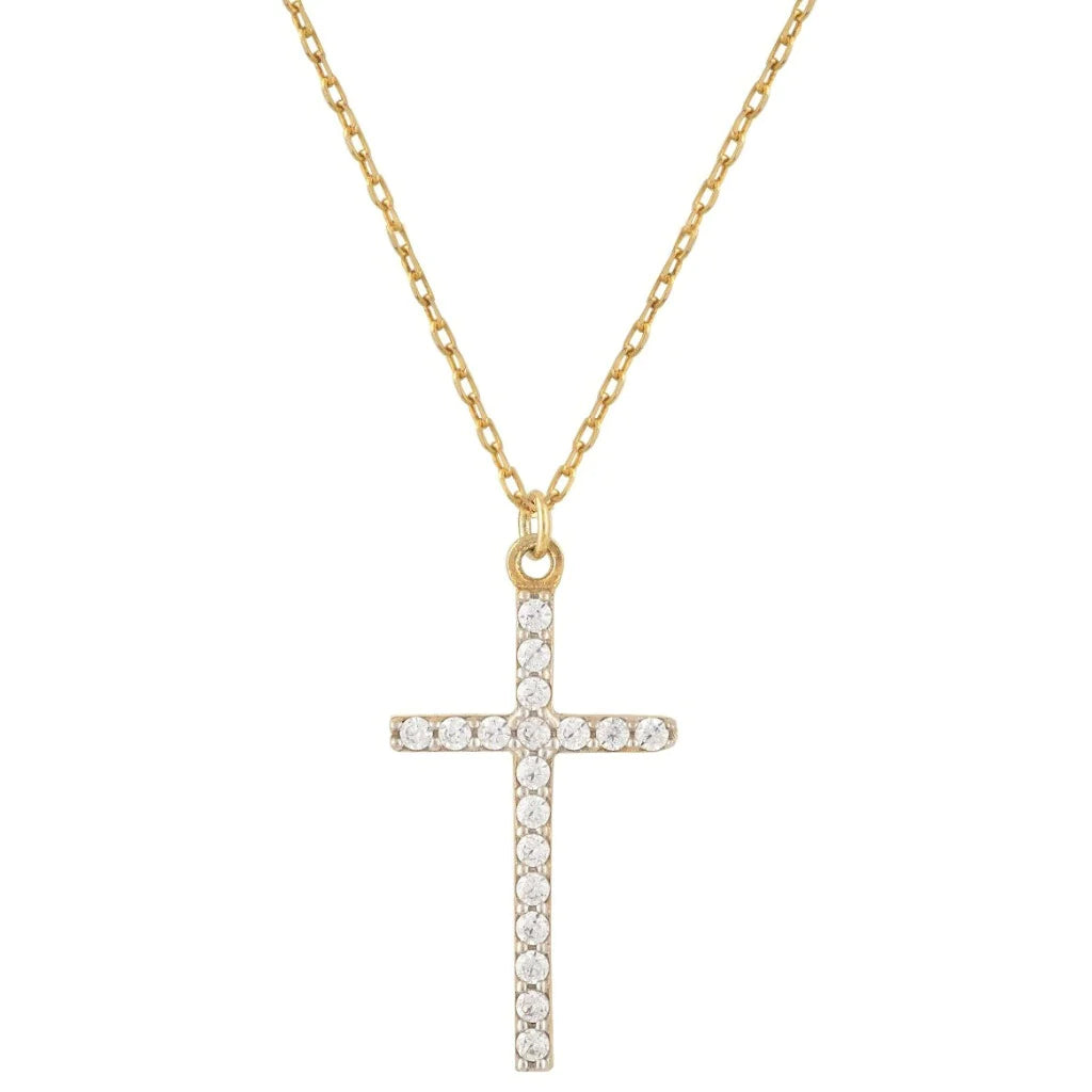 Lant Aur 14k Cruce cu Pietre Zirconia 1.6 cm Big Cross
