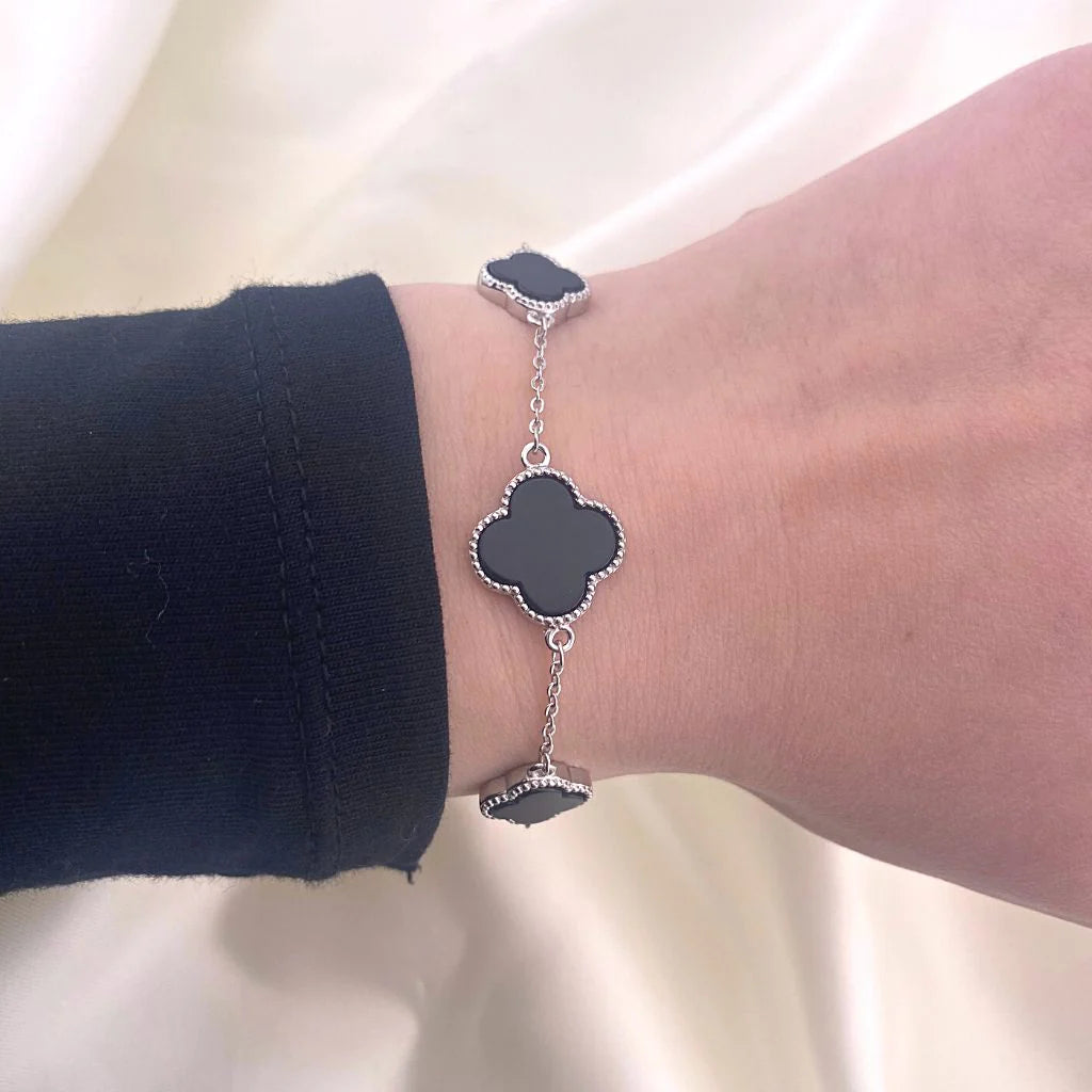 Bratara Argint Flori cu Onix