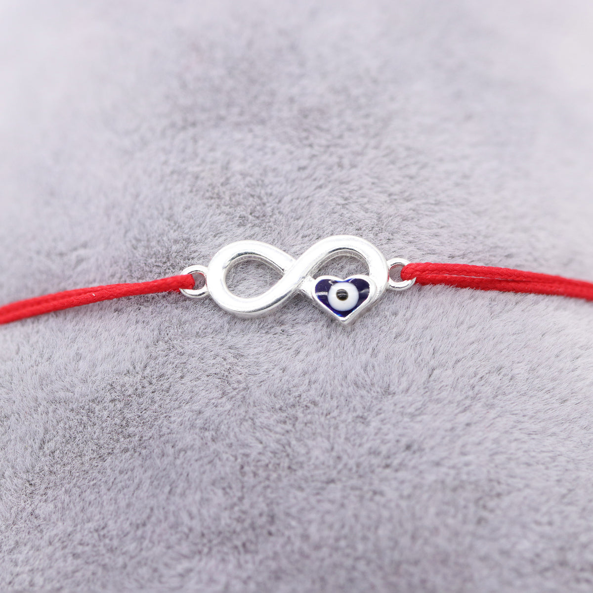 Bratara Snur Rosu Argint Infinit cu Inima