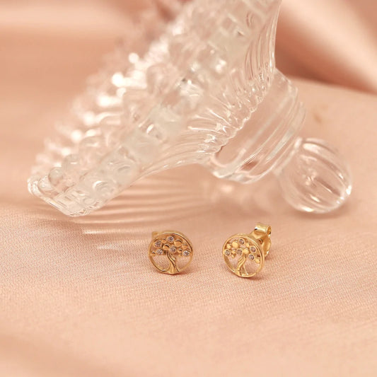 Cercei Aur 14k Copacul Vietii cu Pietre Zirconia