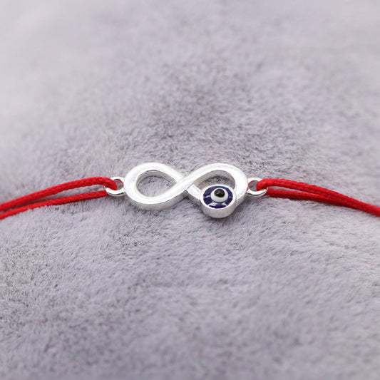 Bratara Snur Rosu Argint cu Infinit si Ochi