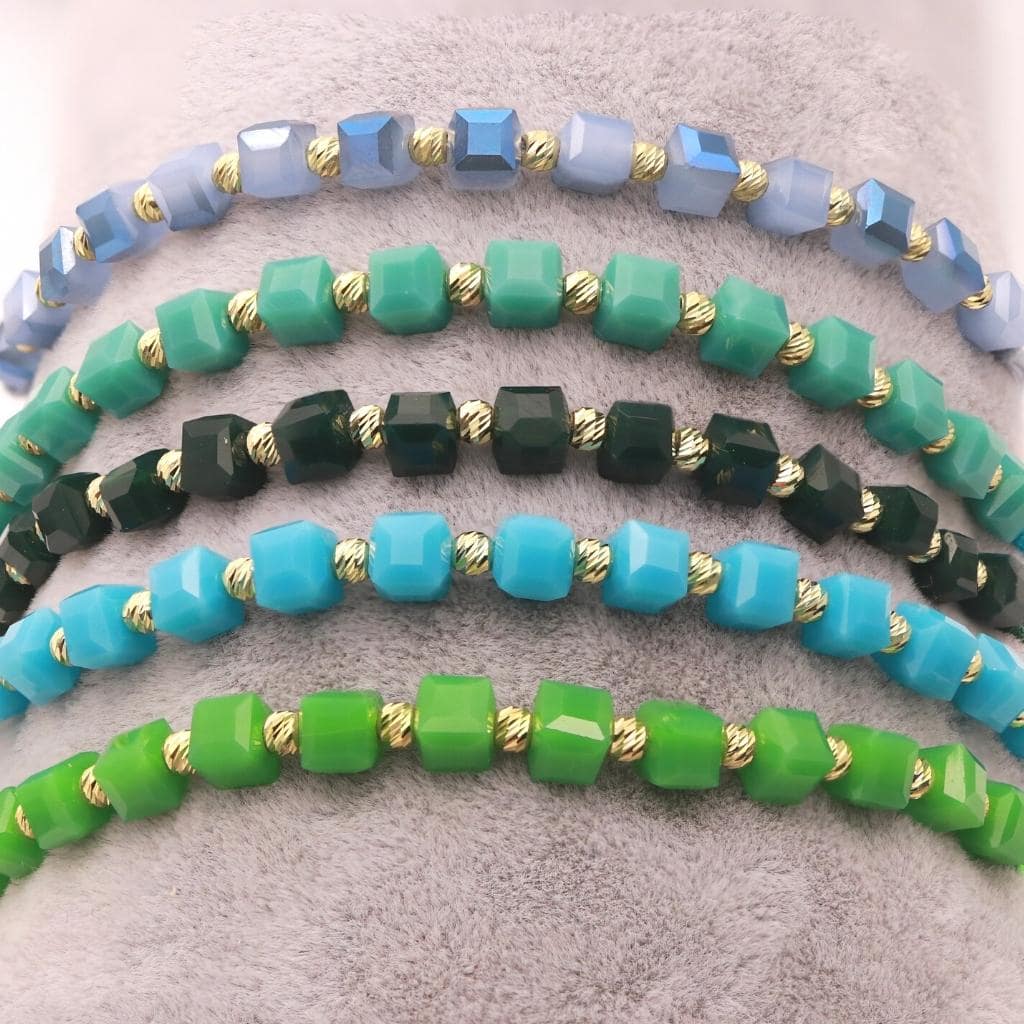 Bratara Snur Aur 14k cu Bile si Piatra Albastra