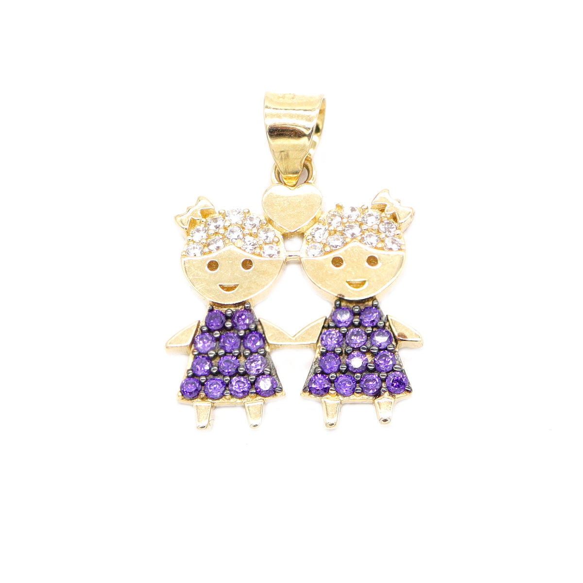 Pandantiv Aur 14k Doua Fete - Bijuteria Cleopatra