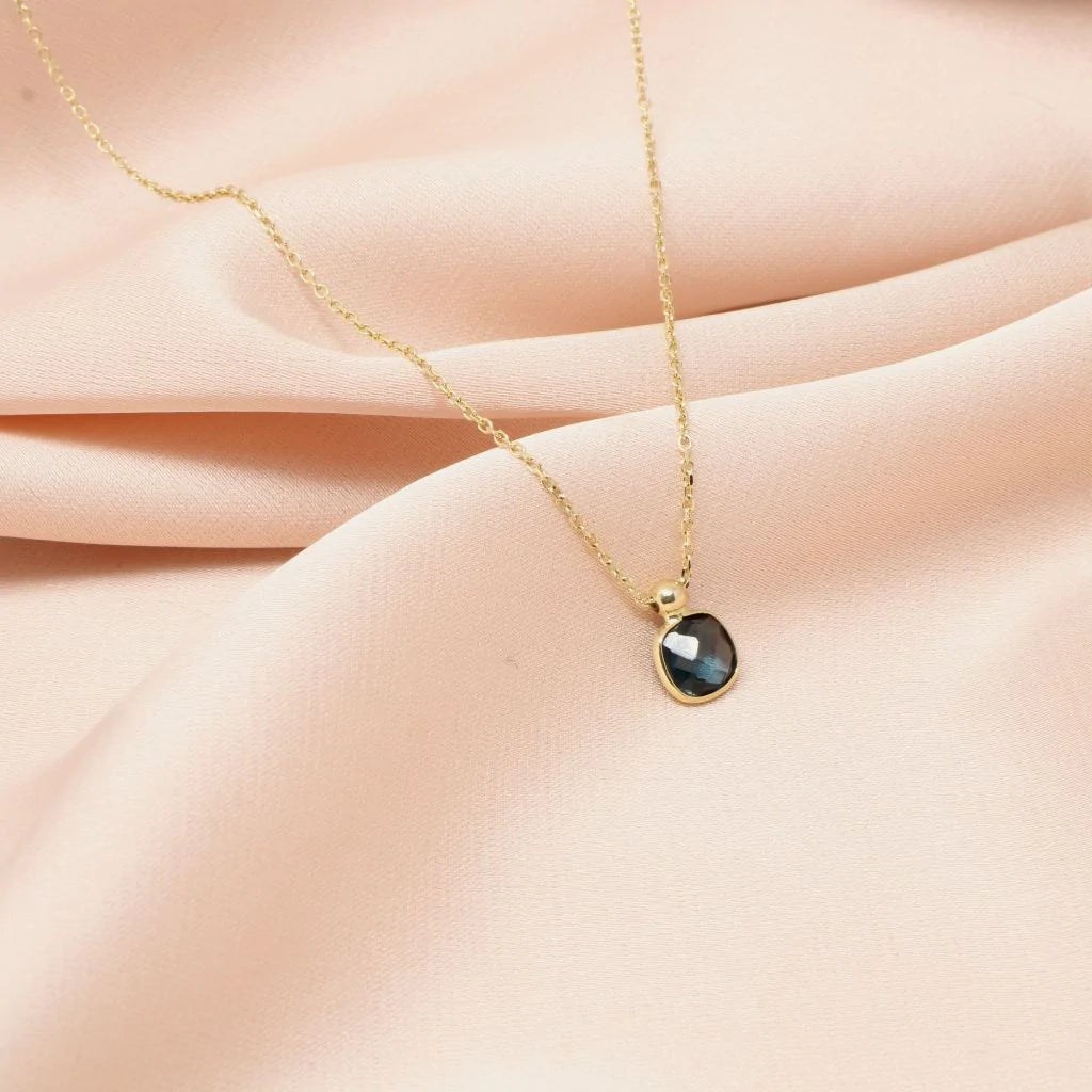 Lant Aur Galben 14k cu Piatra London Blue Topaz Patrata
