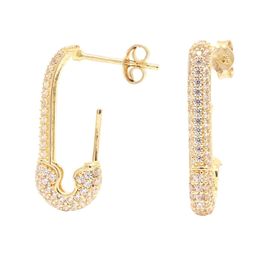 Cercei Aur 14k Tip Agrafa cu Pietre Zirconia
