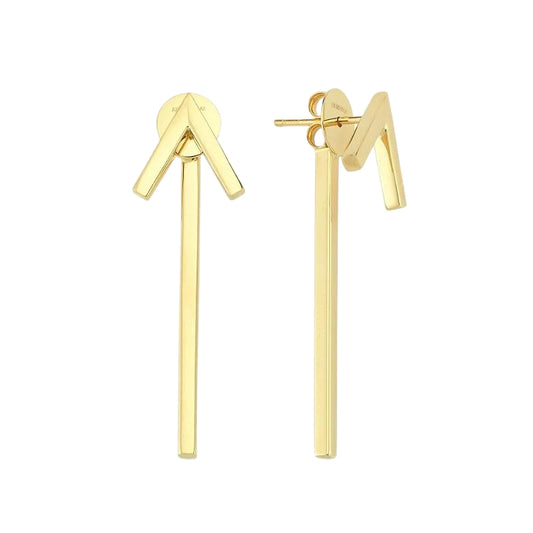 Cercei Lungi Aur 14k cu Elemente Geometrice