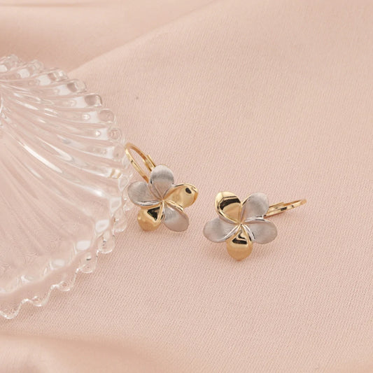 Cercei Aur Alb si Galben 14k Floare