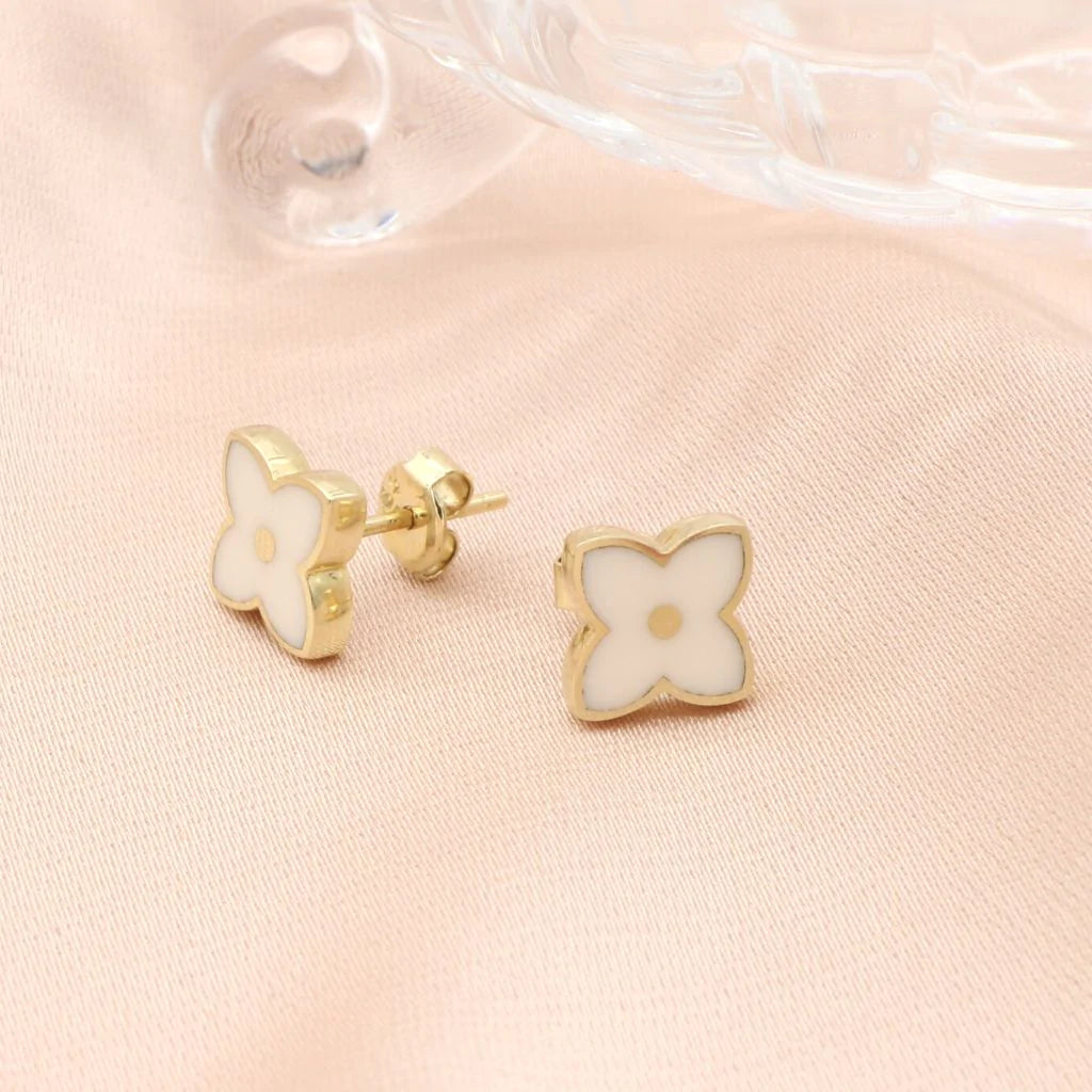 Cercei Aur 14k Floare cu Email