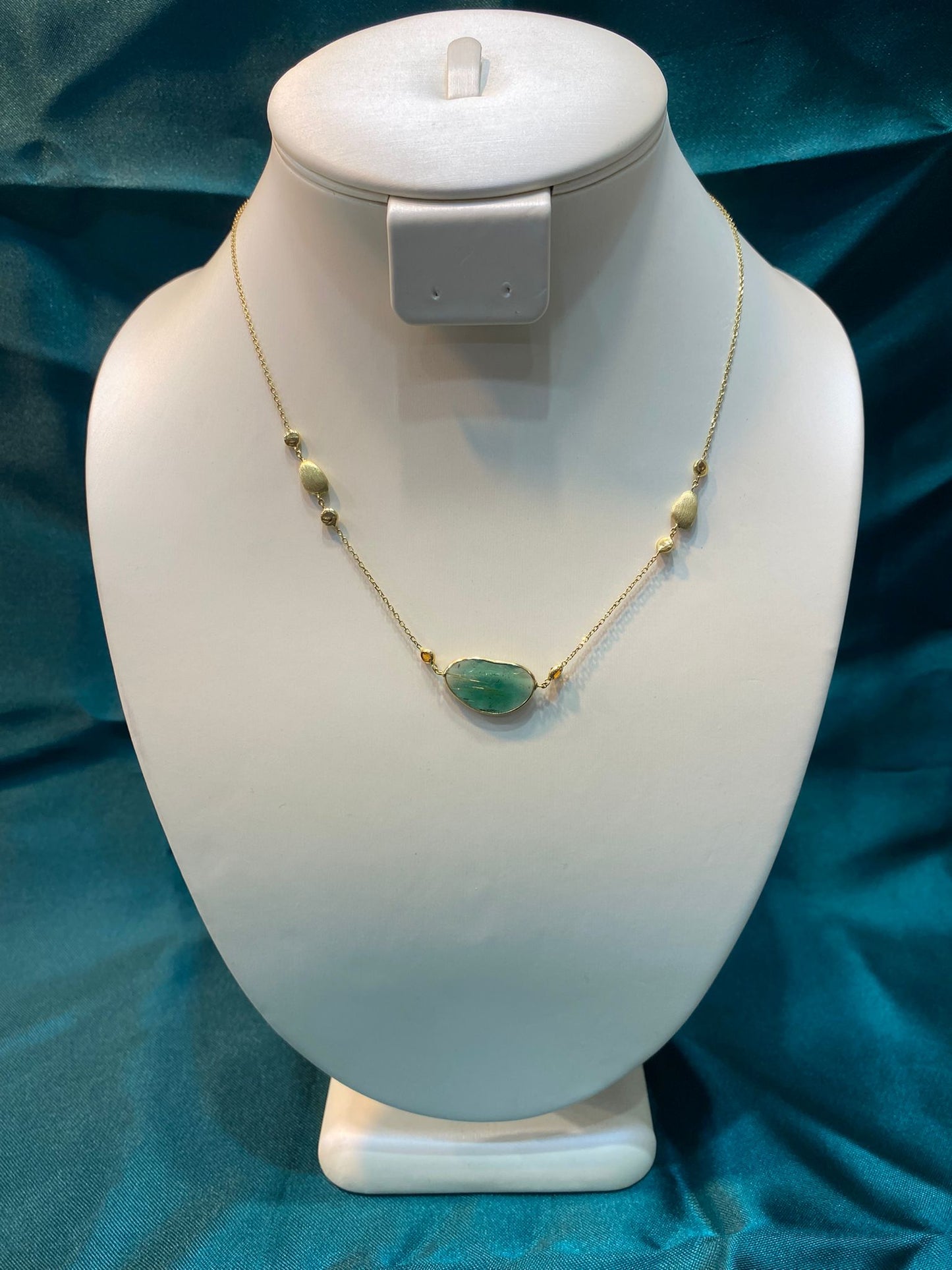 Lant Aur 14K cu Smarald si Citrin