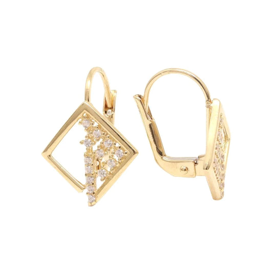 Cercei Aur 14k Geometrici cu Pietre Zirconia
