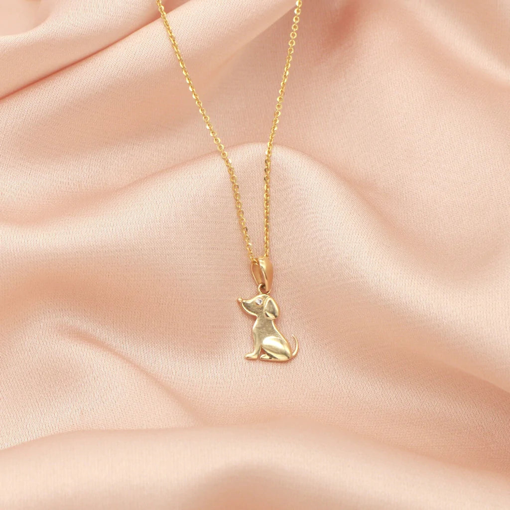 Pandantiv Aur 14k Catelus cu Piatra Zirconia
