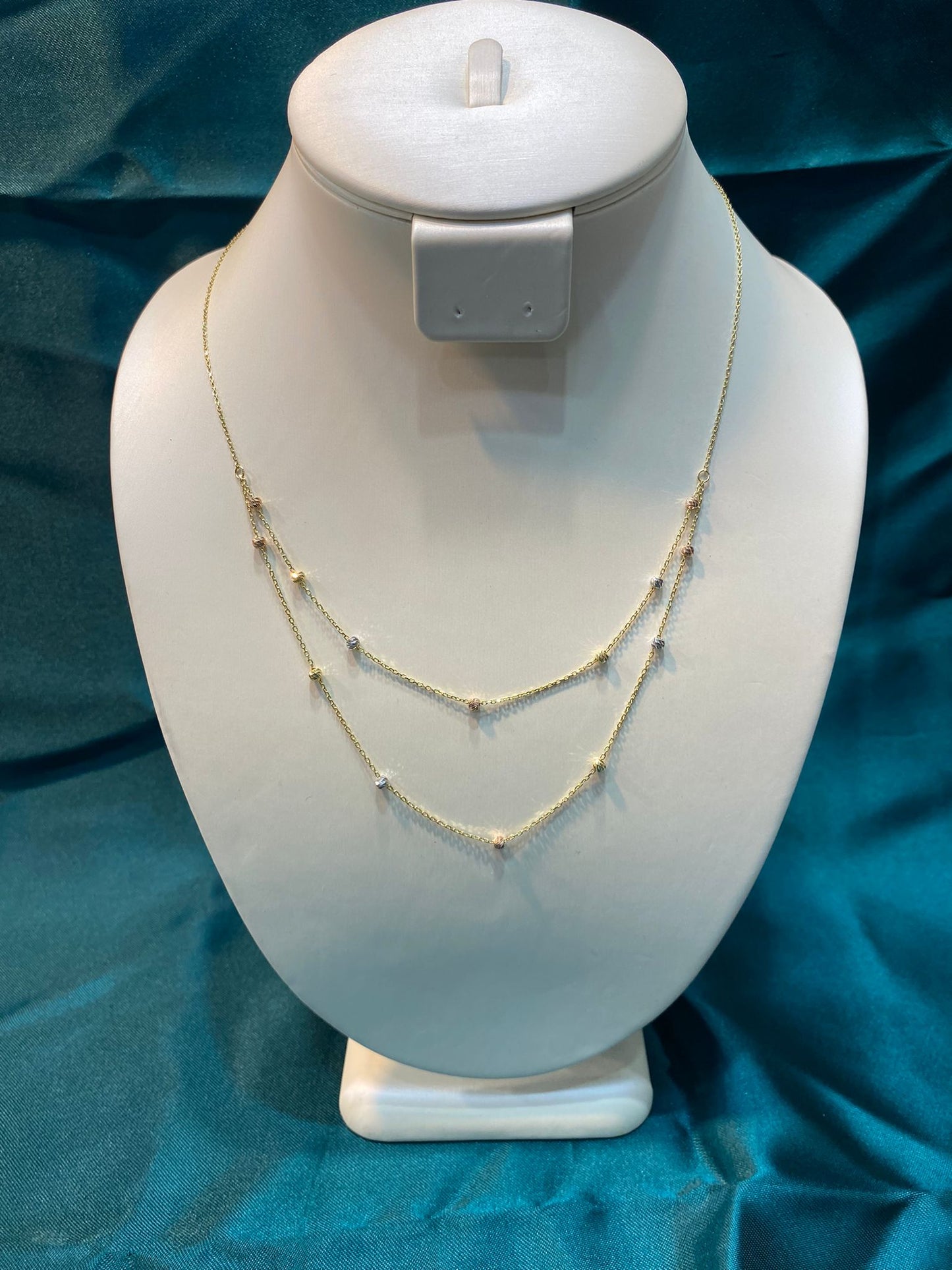 Lant Aur 14K cu Bilute din Aur Galben, Roz si Alb