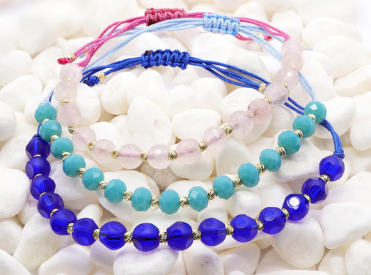 Bratara Snur Bile Aur 14k si Cuart Roz - Bijuteria Cleopatra