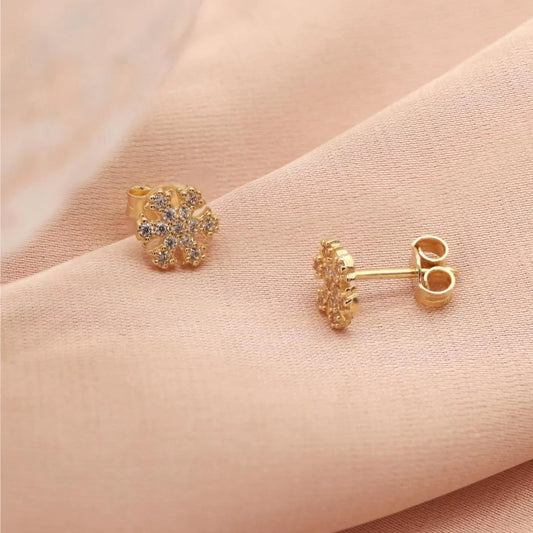 Cercei Aur 14k Fulg cu Pietre Albe