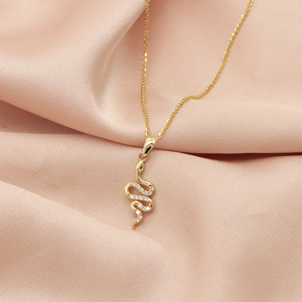 Pandantiv Aur 14k Sarpe cu Pietre Zirconia