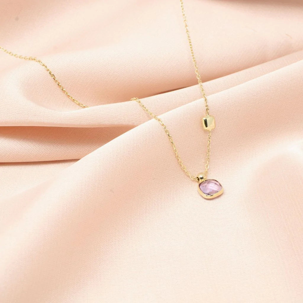 Lant Aur 14k cu Piatra Ametist Patrata