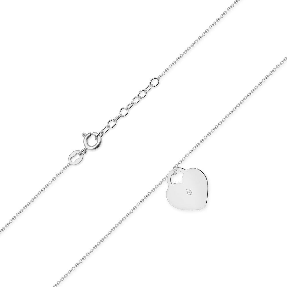 Lant Aur 14k Inima cu Diamant de 0.005ct - Bijuteria Cleopatra