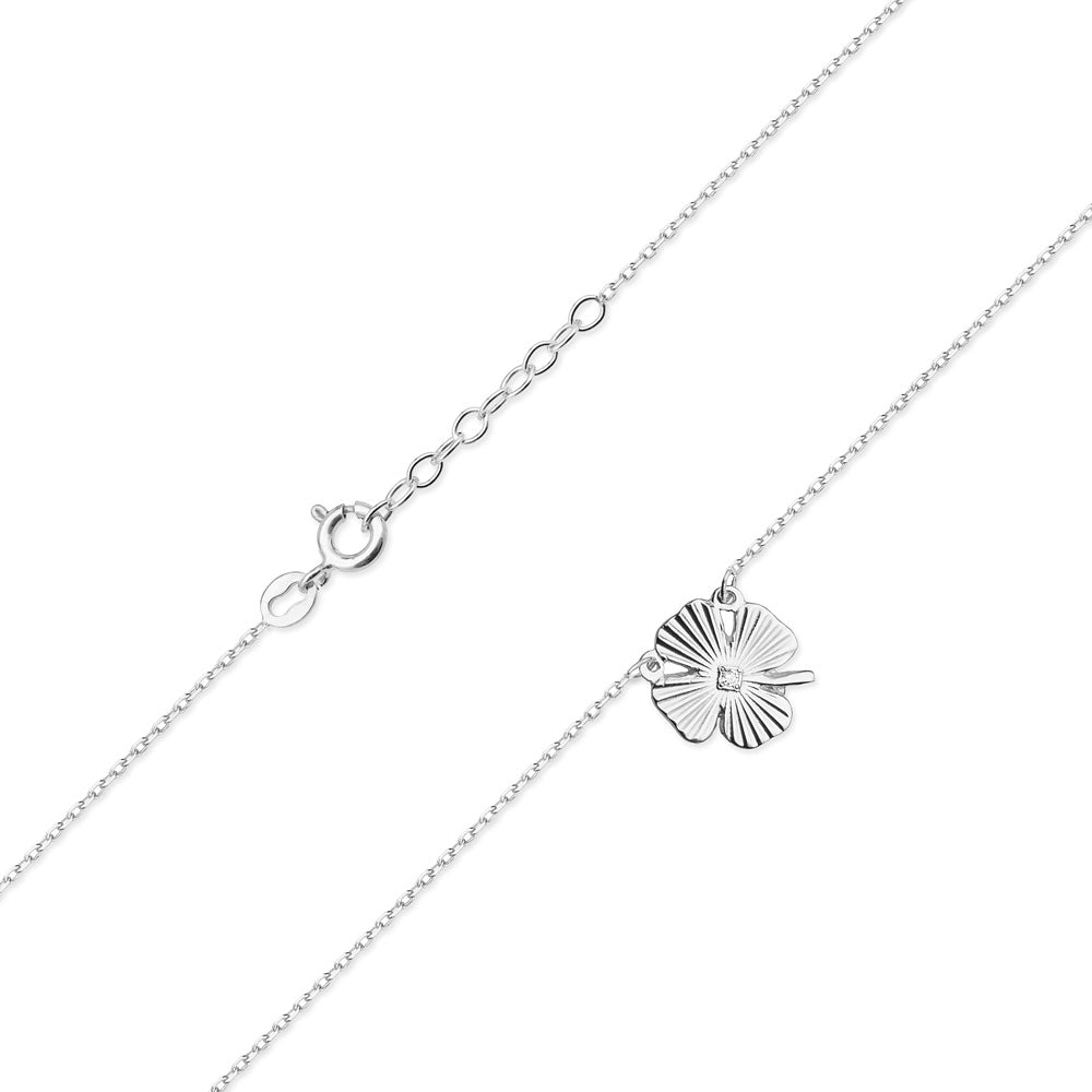 Lant Aur 14k Trifoi cu Diamant 0.005ct - Bijuteria Cleopatra