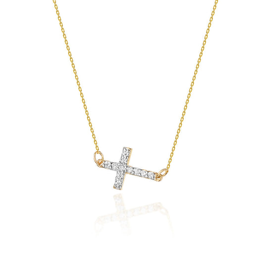 Lant Aur 14k Cruce cu Diamante de 0.06ct