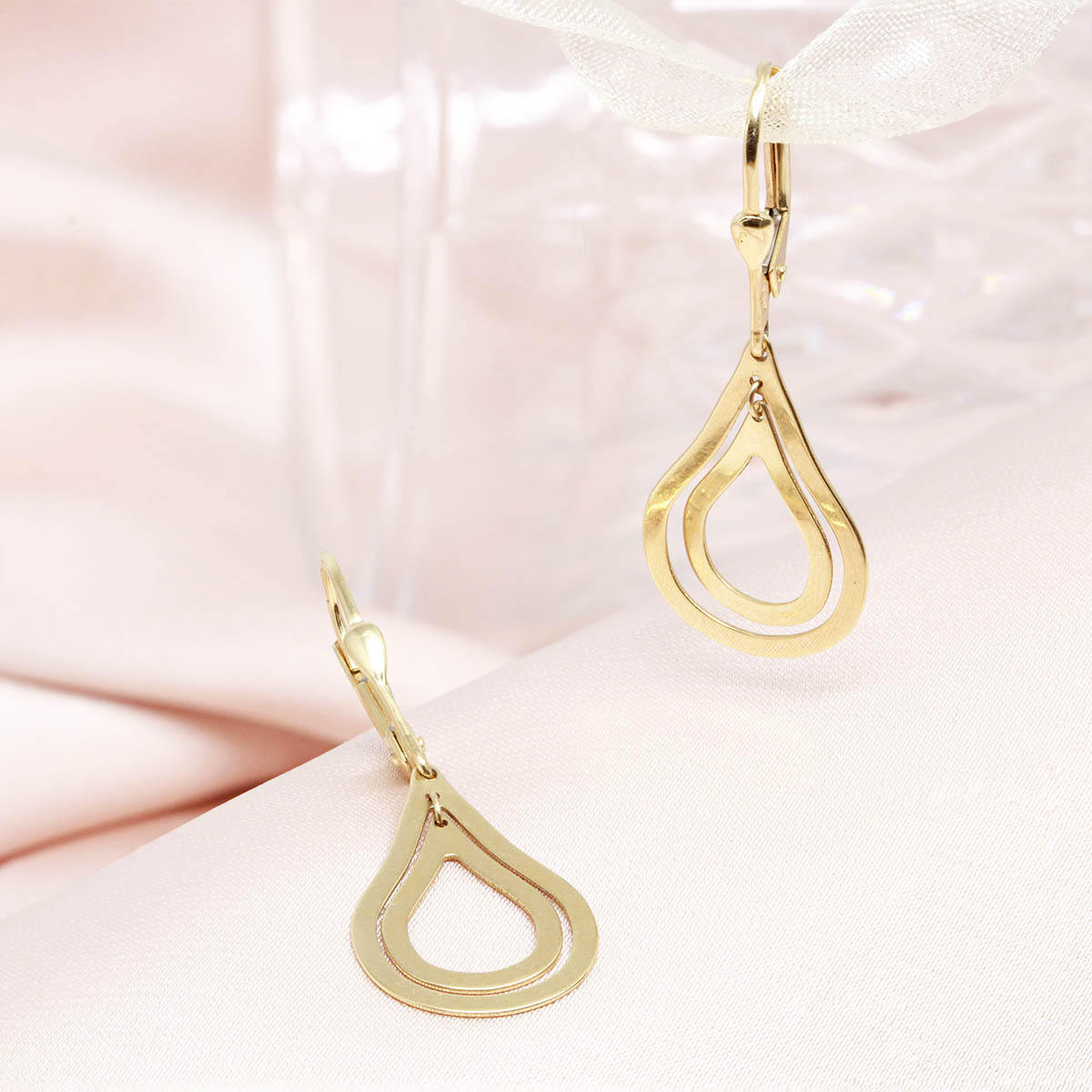 Cercei Lungi Aur 14k Lacrima - Bijuteria Cleopatra