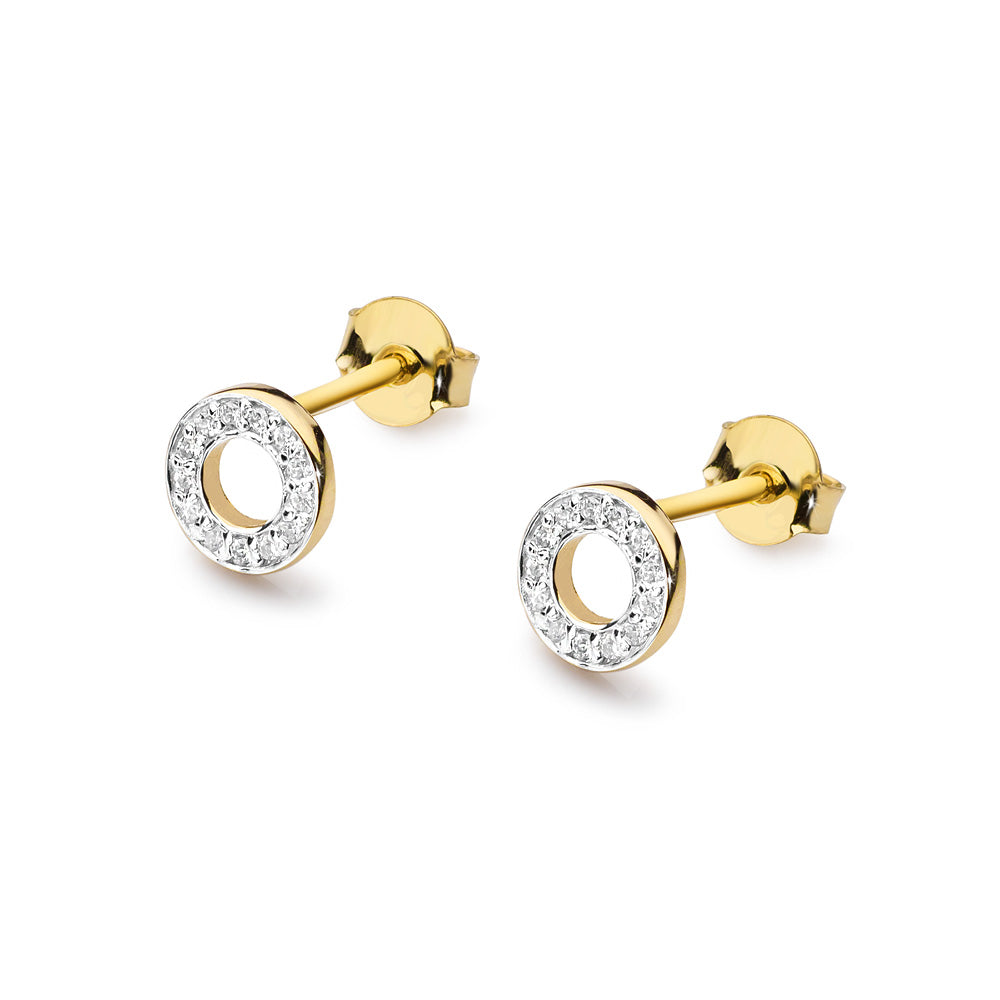 Cercei Aur 14k Cerc cu Diamante de 0.13ct