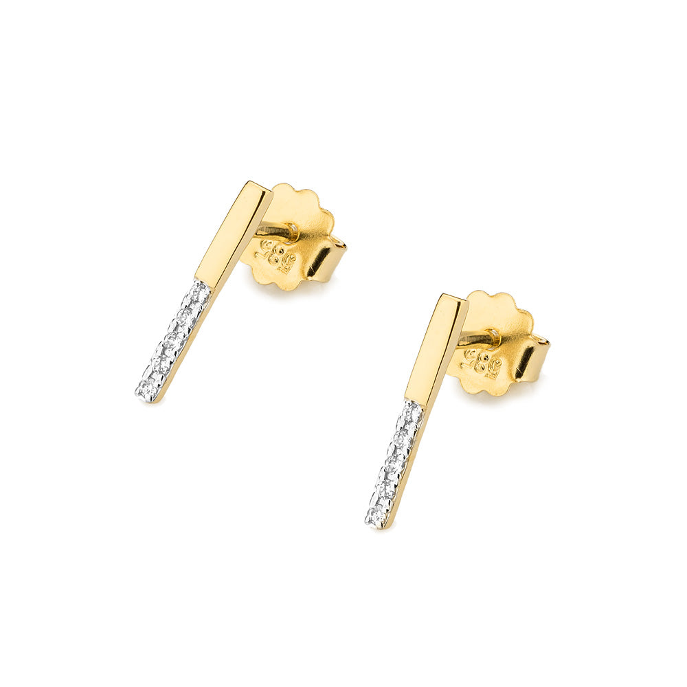 Cercei Aur 14k Tip Bara cu Diamante de 0.05ct