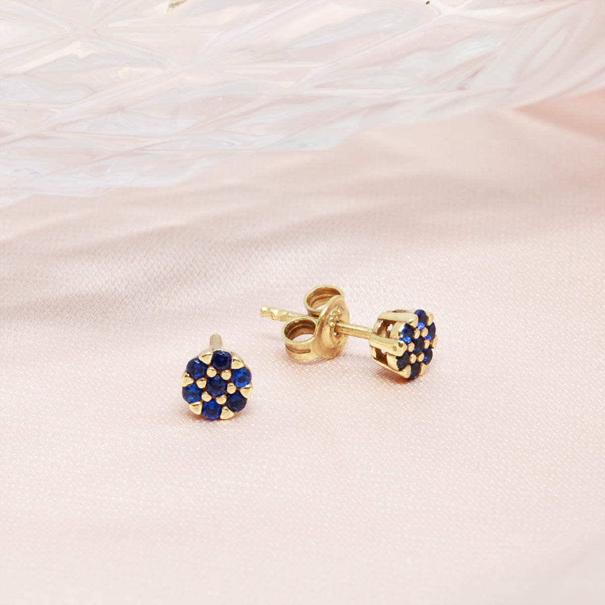 Cercei Surub Aur 14k cu Pietre Zirconia Albastre - Bijuteria Cleopatra