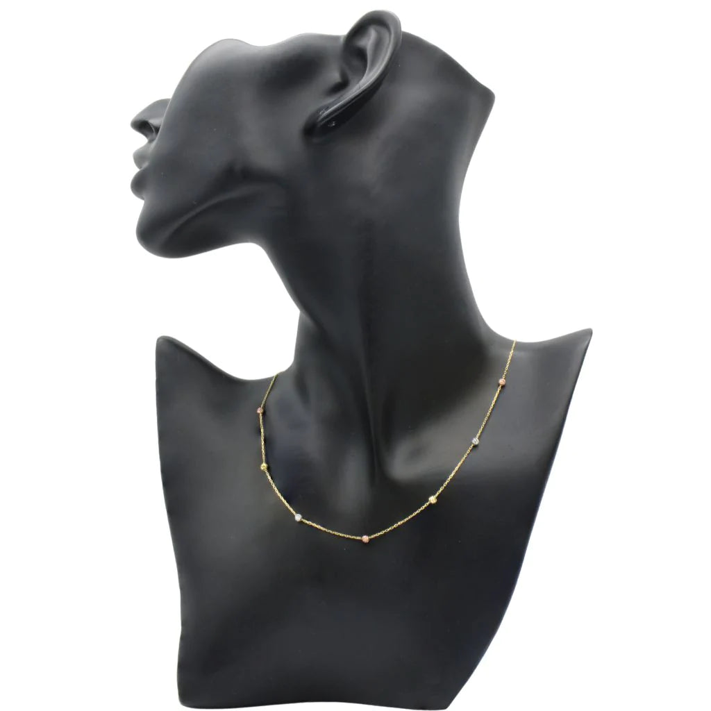 Lant Aur Galben, Alb si Roz 14k cu Bile 3mm