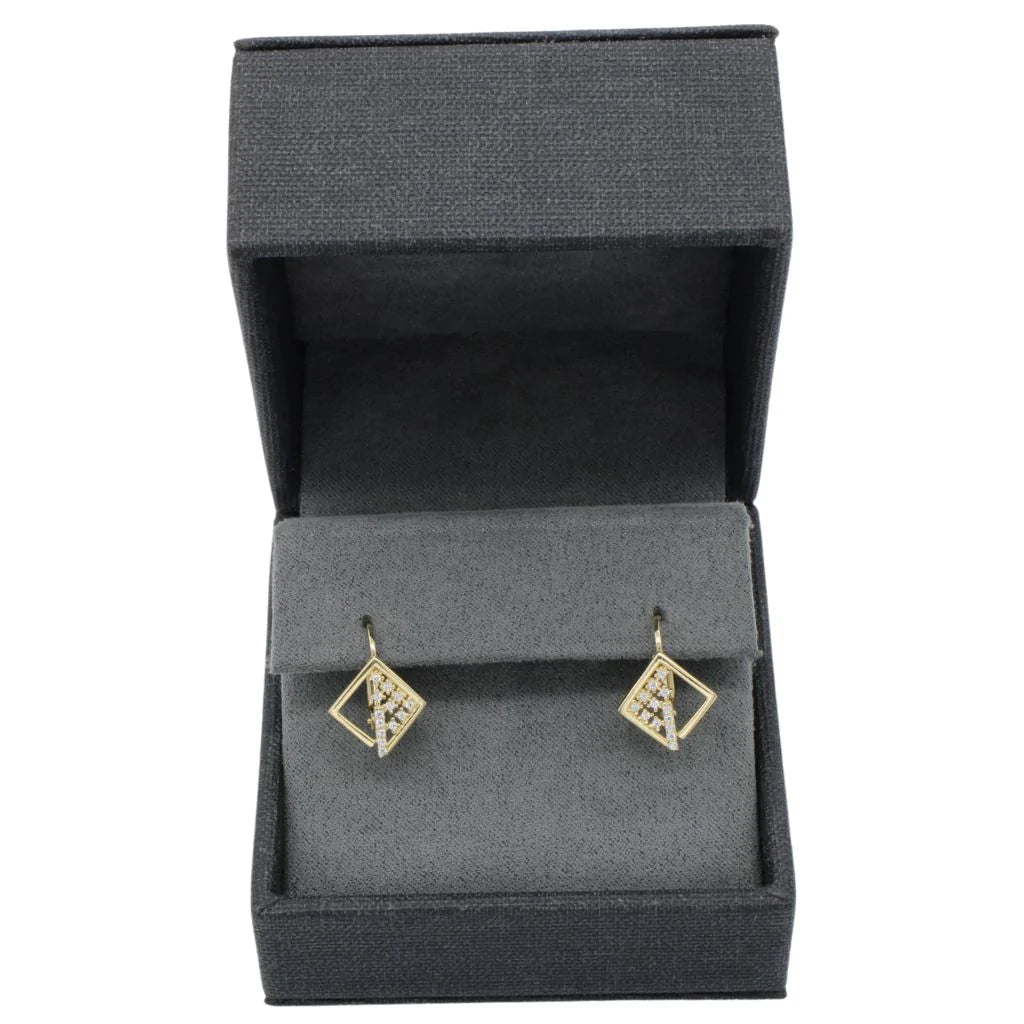 Cercei Aur 14k Geometrici cu Pietre Zirconia