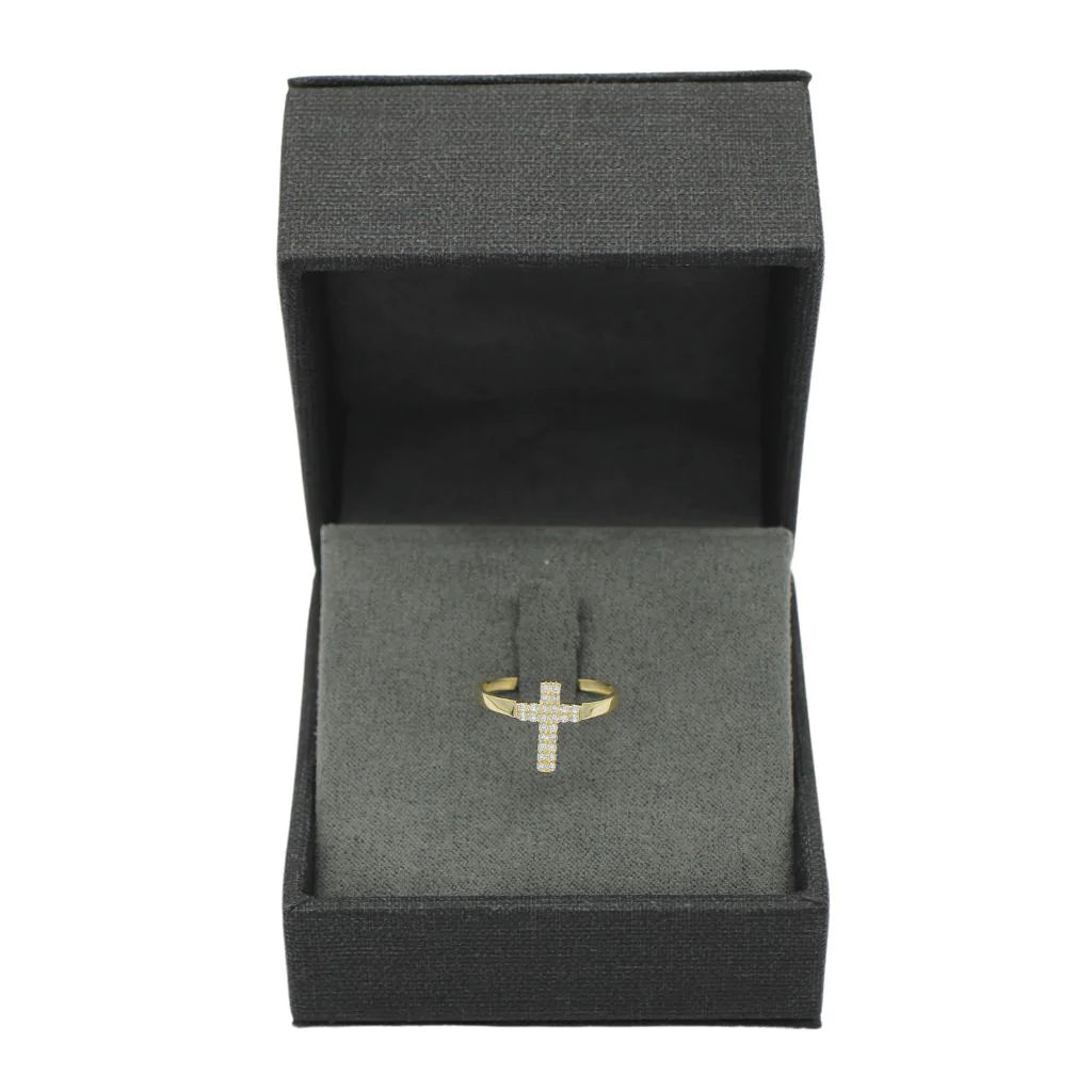 Inel Aur 14k Cruce cu Pietre Zirconia