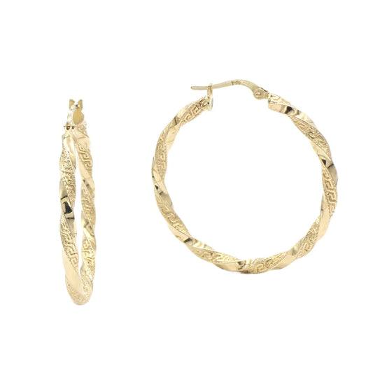 Cercei Creole Aur 14k cu Model Grecesc