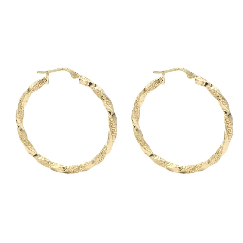 Cercei Creole Aur 14k cu Model Grecesc