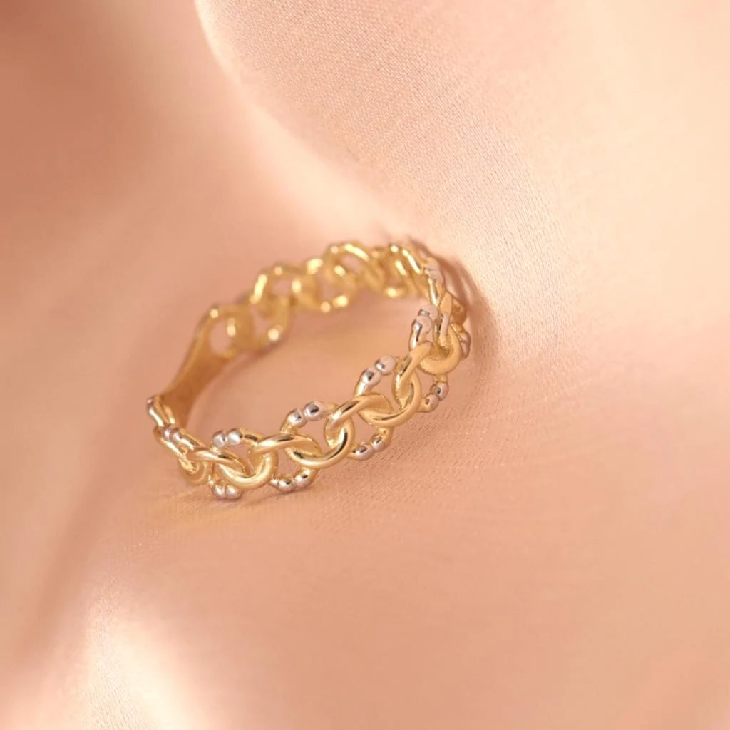 Inel Aur Galben si Alb 14k Tip Chain