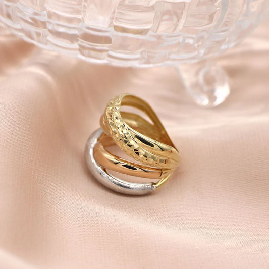 Inel Aur 14k Roz, Alb si Galben Periat si Fatetat