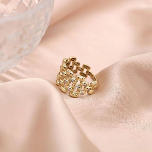 Inel Aur 14k Tip Plasa cu Pietre