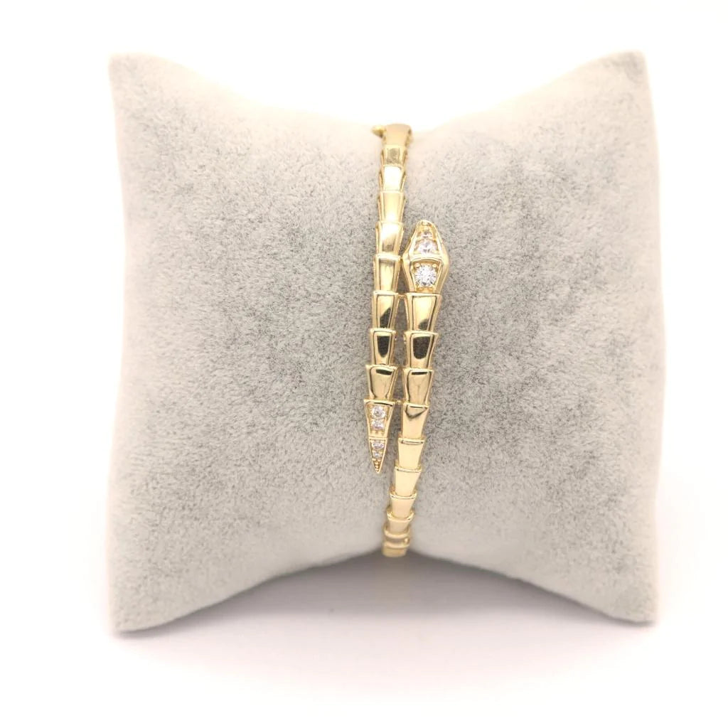 Bratara Fixa Aur 14k Sarpe cu Pietre Zirconia