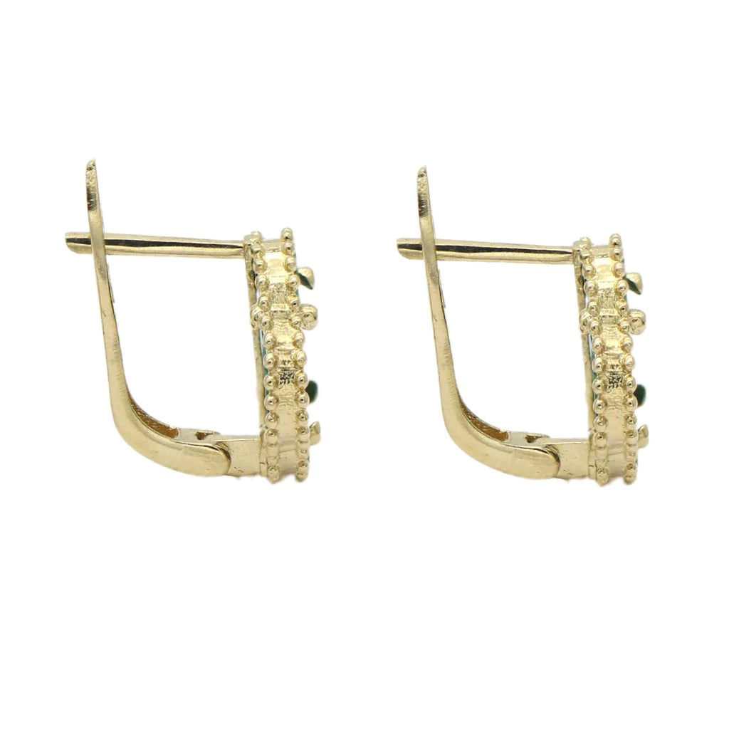Cercei Aur 14k Floare cu Malachit 0.8mm