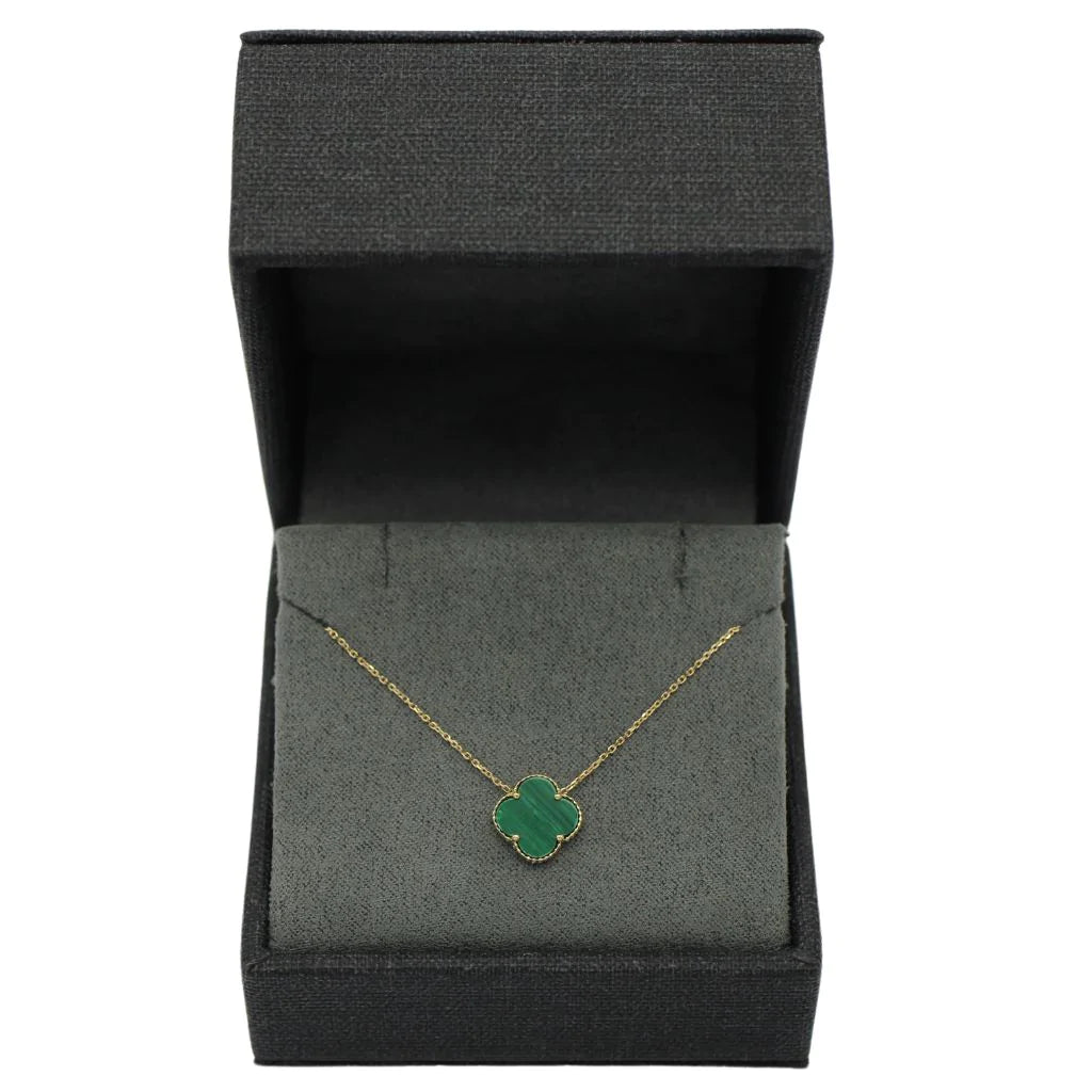 Lant Aur 14k Floare cu Malachit 1.3cm